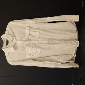 Express XS White Button Down Long Sleeved Blouse